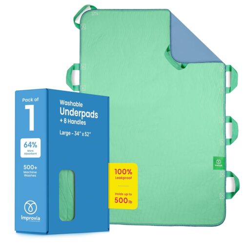 Improvia Positioning Bed Pad, with 8 Reinforced Handles, Quick-Drying